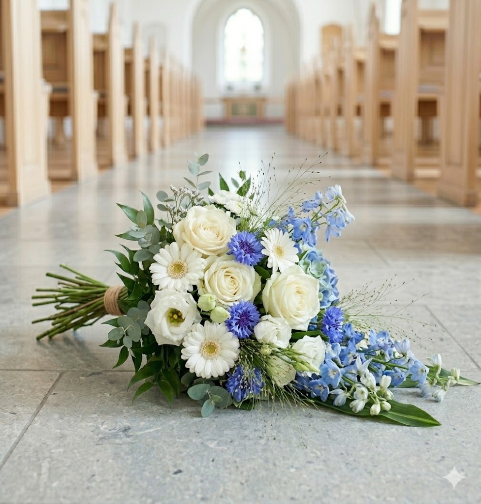 Blue & White Funeral Flowers | Funeral Flowers Denmark