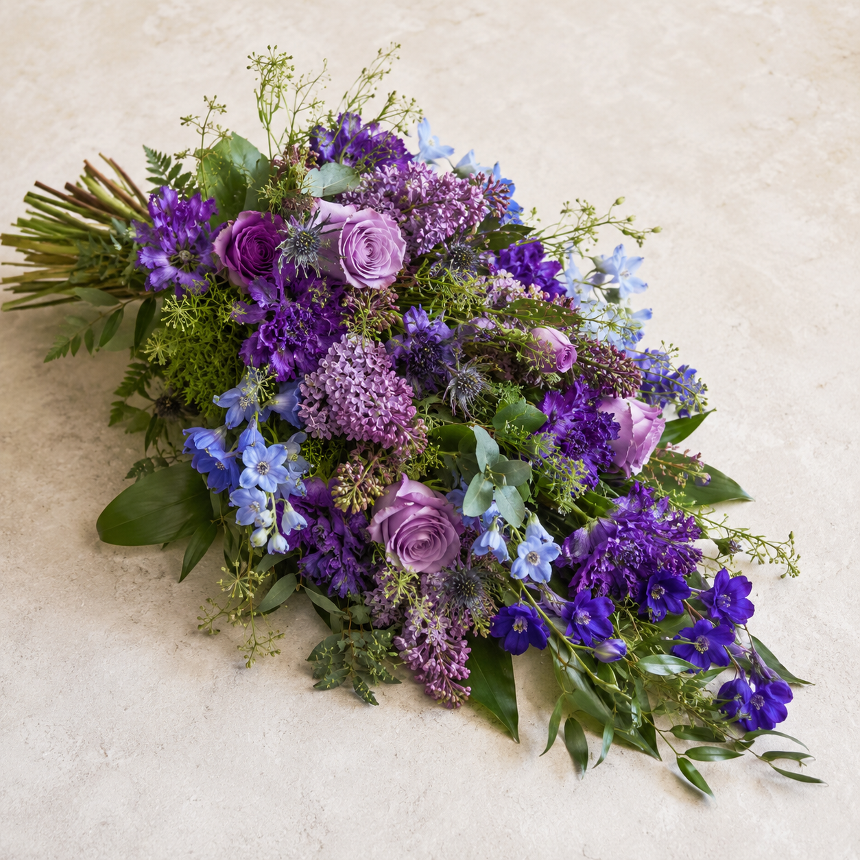 Lavender & Blue Funeral Sheaf | Soft Sympathy Flowers Denmark