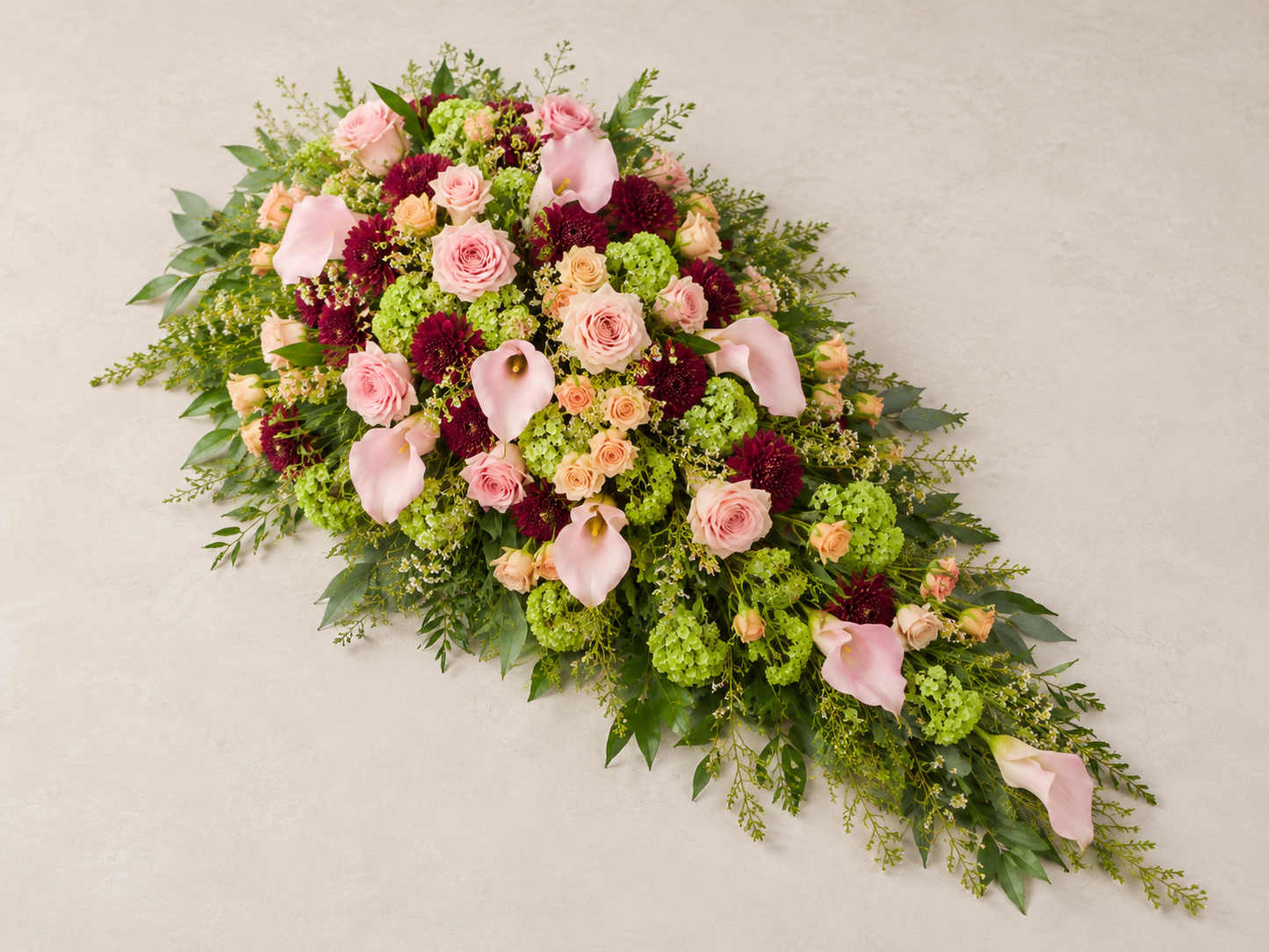 Blush Calla Lily Funeral Sheaf | Elegant Casket Bouquet Online