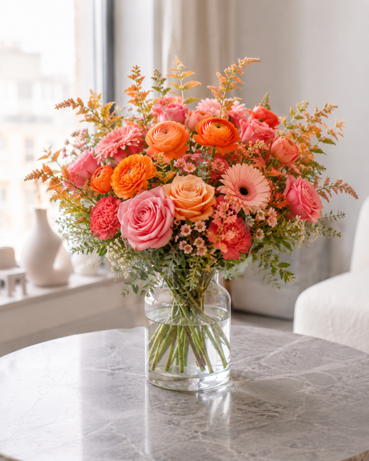 Pink & Orange Bouquet | Send Colorful Flowers Online