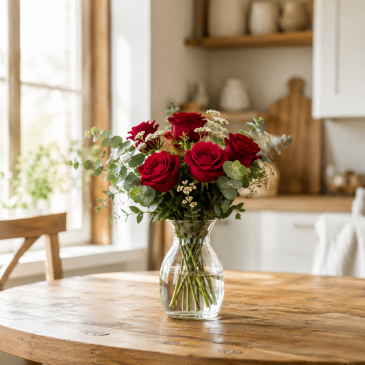 Deep Red Love Bouquet | Send Romantic Red Flowers Online