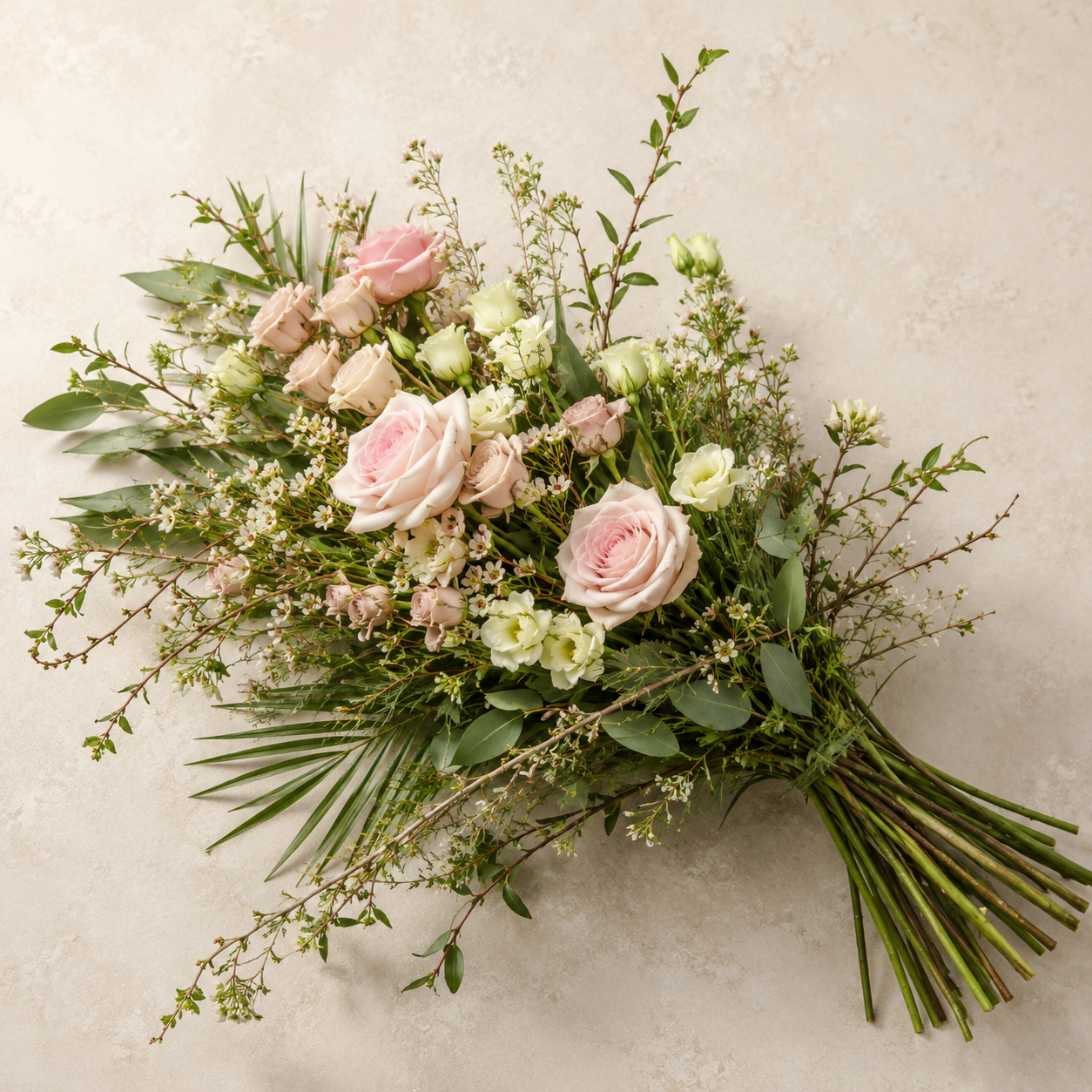 Naturlig Soft Pink Bårebuket | Skandinavisk Kondolencebuket Danmark