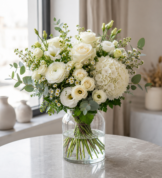 White & Cream Bouquet | Send Elegant Flowers Online