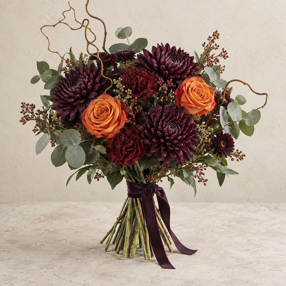 AI-generated inspirational design: Midnight Magic | Purple & Orange Halloween Bouquet