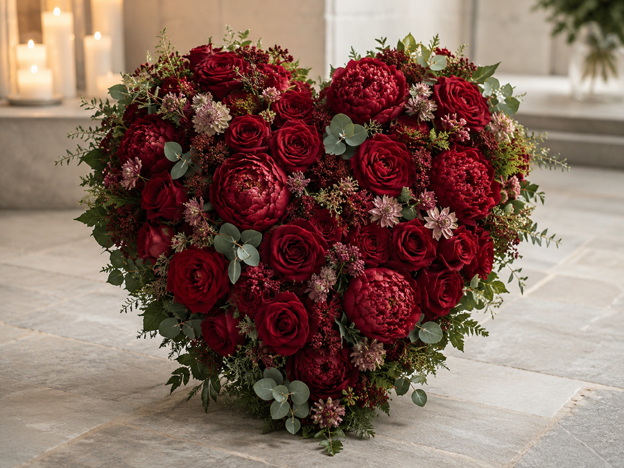 A beautiful floral heart for a loving farewell