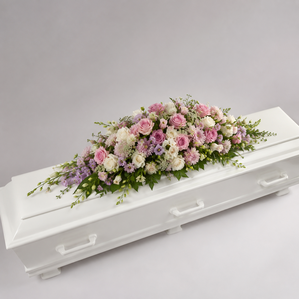 Pink & White Coffin Spray | Elegant Funeral Flowers