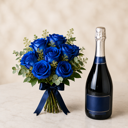 Blue Rose Bouquet with Sparkling Gift | Luxury Flower Delivery