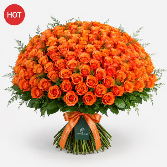 200 Orange Roses Luxury Bouquet | Premium Rose Delivery