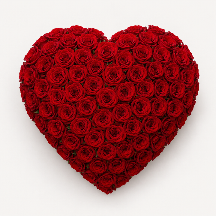 Luxury Rose Heart Funeral Tribute heart shaped funeral flowers delivered in Denmark