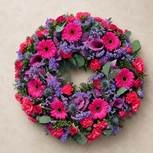 Pink Gerbera Funeral Wreath | Colourful Memorial Flowers Denmark