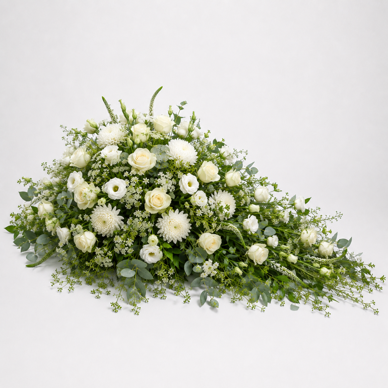 White Pyramidal Funeral Flowers | Elegant Funeral Arrangement