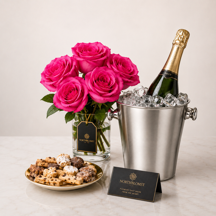 luxury-pink-rose-bouquet-with-red-wine-chocolates-and-teddy-bear flowers wine and cake delivery in Denmark