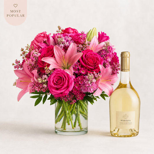 Premium Romantic Pink Bouquet with Champagne Gift | Luxury Flower Delivery