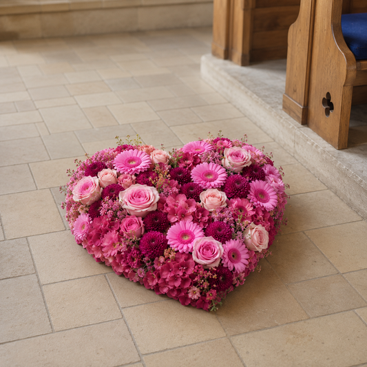 Blush Pink Heart Funeral Flowers