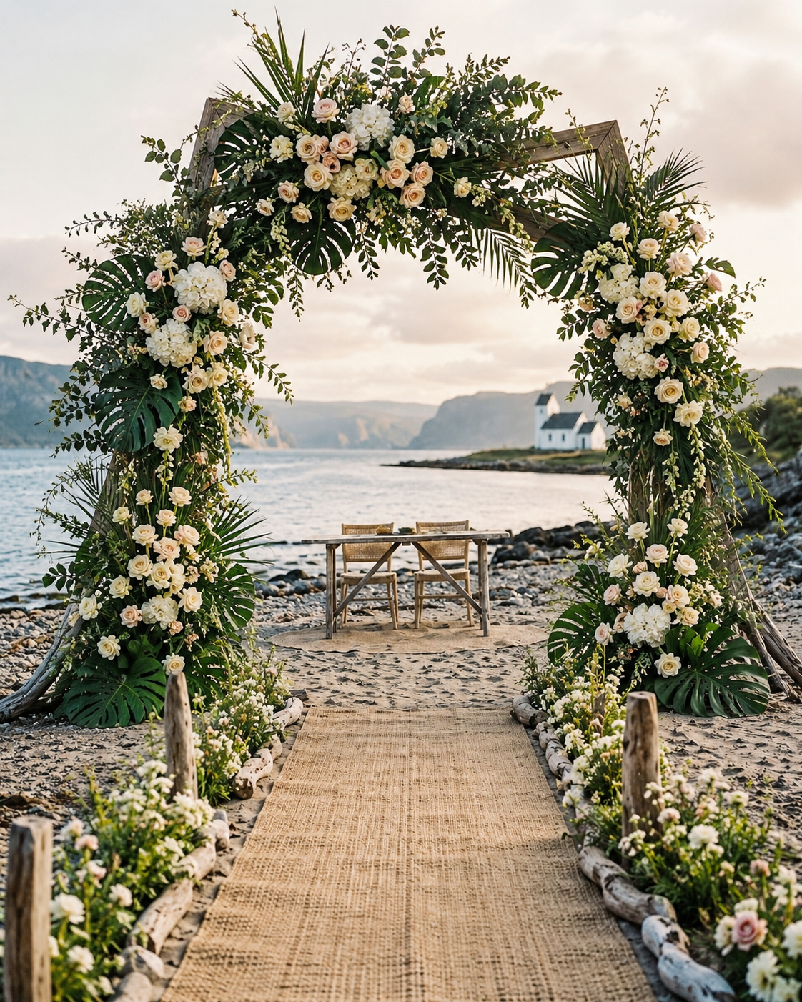 Bryllupsbue med Blomster | Romantisk Ceremoni Dekoration Danmark