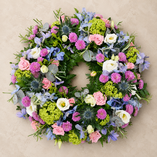 Pastel Funeral Wreath | Soft Memorial Wreath Denmark