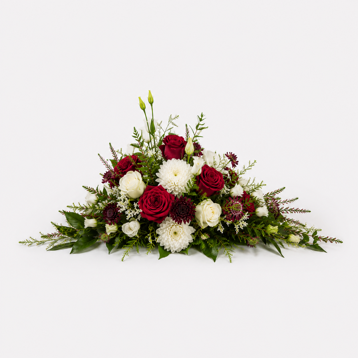 Red & White Pyramidal Funeral Flowers | Elegant Funeral Arrangement