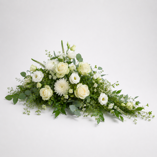White Pyramidal Funeral Flowers | Elegant Funeral Arrangement