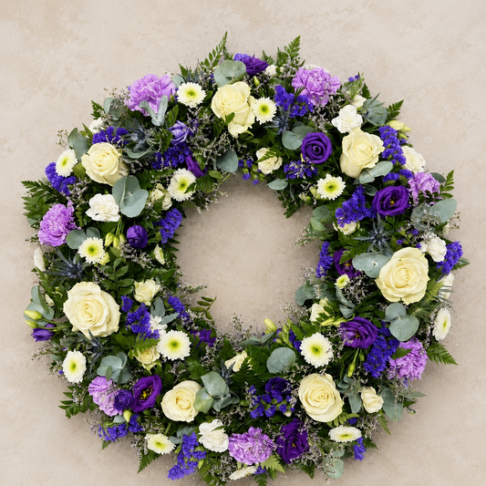 Purple Rose Funeral Wreath | Elegant Funeral Flowers Denmark