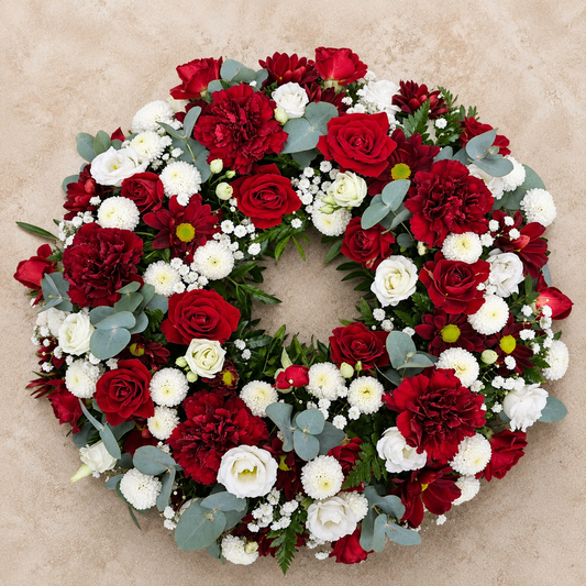 Red Rose Funeral Wreath | Classic Sympathy Wreath Denmark