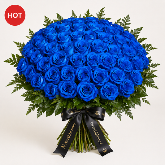 100 Blue Roses Luxury Bouquet | Premium Rose Delivery