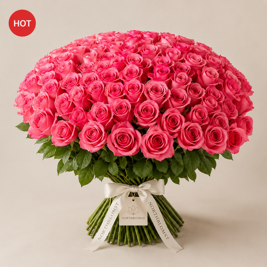 100 Pink Roses Luxury Bouquet | Premium Rose Delivery