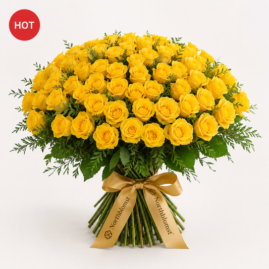 100 Yellow Roses Luxury Bouquet | Premium Rose Delivery