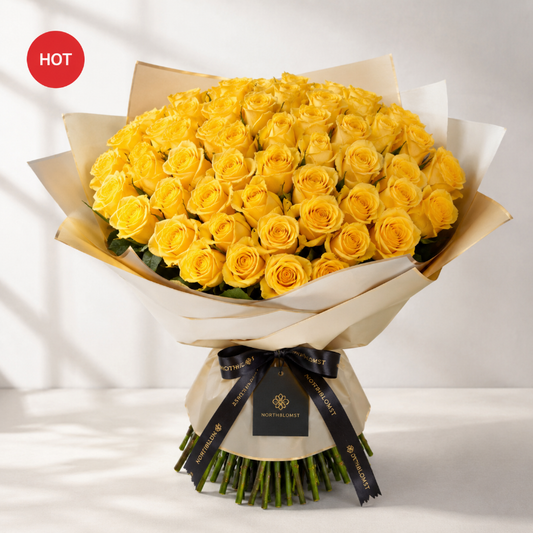 50 Yellow Roses Luxury Bouquet | Premium Rose Delivery