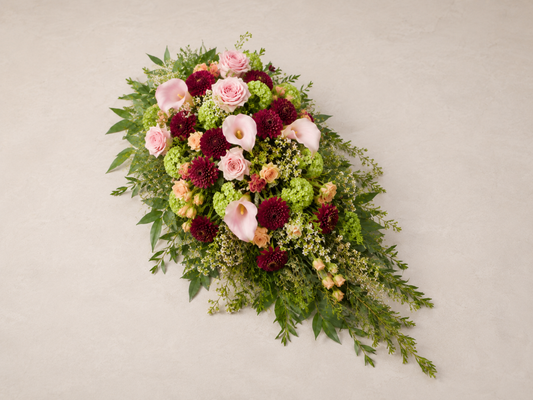 Blush Calla Lily Funeral Sheaf | Elegant Casket Bouquet Online