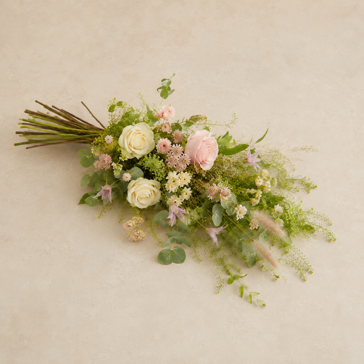 Blush & Cream Funeral Sheaf | Elegant Sympathy Bouquet Online funeral bouquet delivery in Denmark