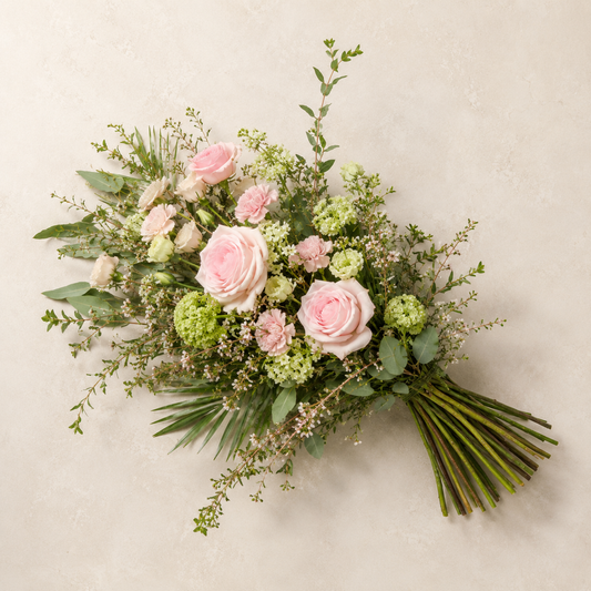 Natural Soft Pink Funeral Sheaf | Scandinavian Sympathy Bouquet Online