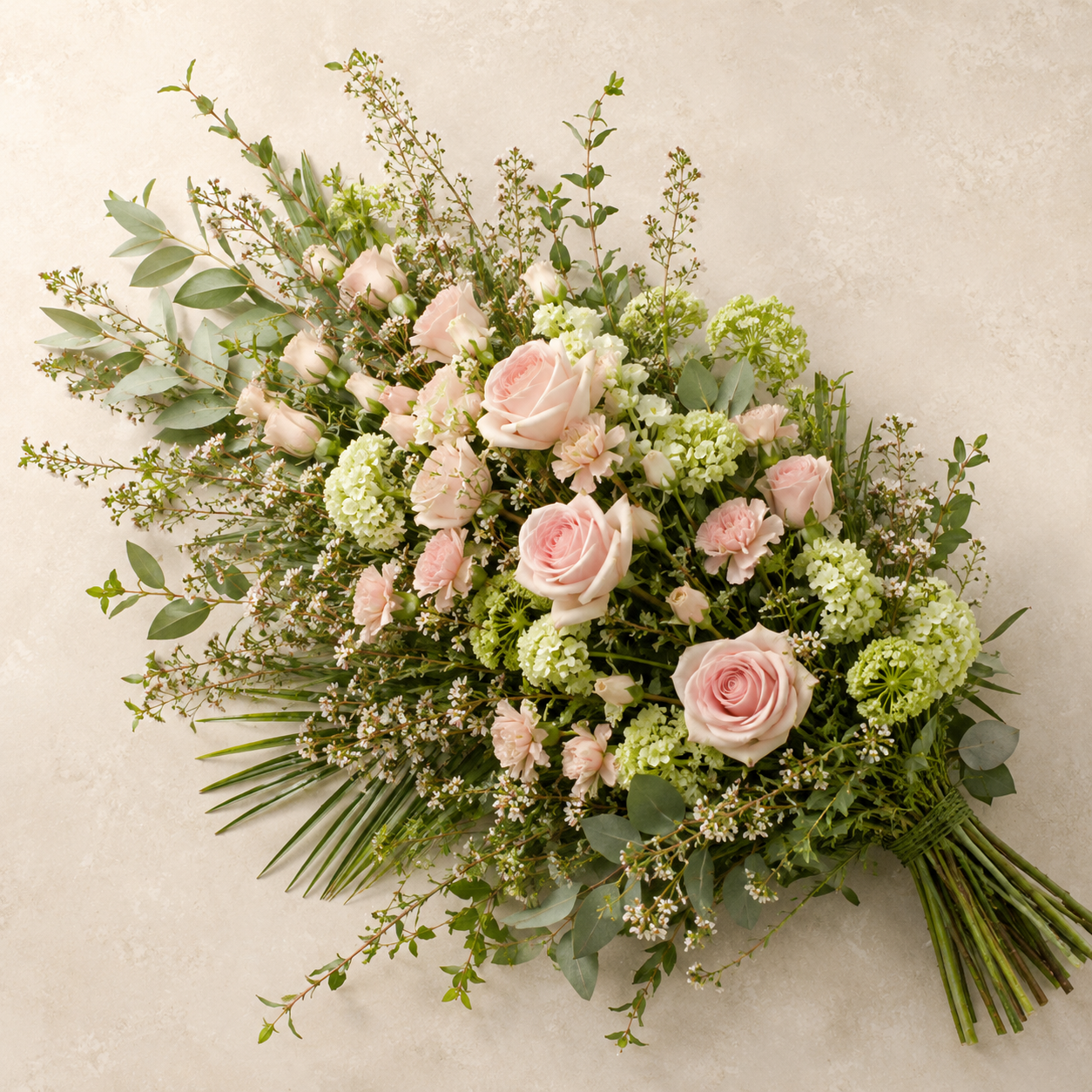 Natural Soft Pink Funeral Sheaf | Scandinavian Sympathy Bouquet Online