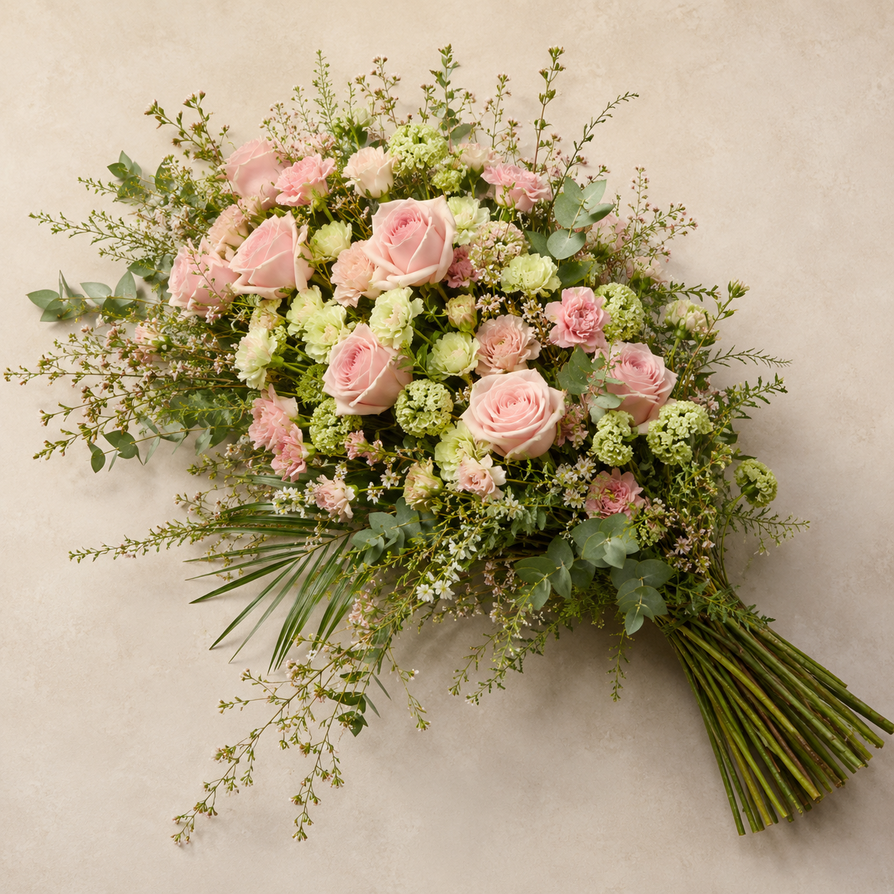 Natural Soft Pink Funeral Sheaf | Scandinavian Sympathy Bouquet Online