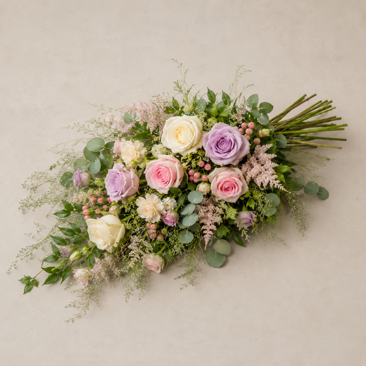 Pastel Rose Funeral Sheaf | Soft Memorial Bouquet Online