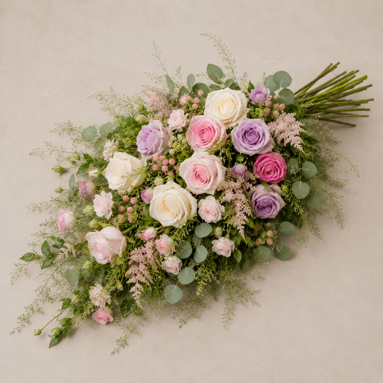 Pastel Rose Funeral Sheaf | Soft Memorial Bouquet Online