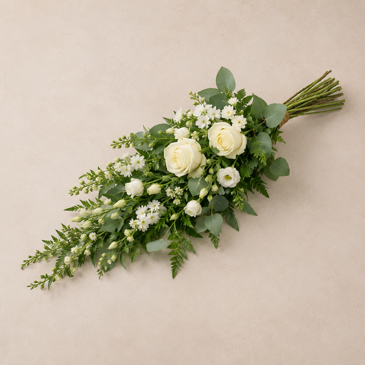 Classic White Funeral Sheaf | Elegant Sympathy Flowers Online