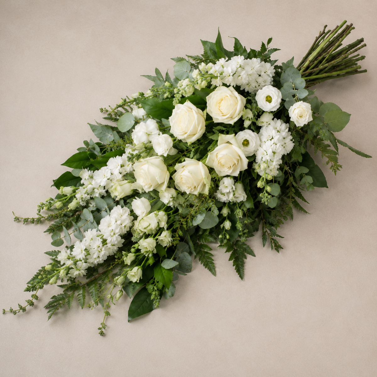 Classic White Funeral Sheaf | Elegant Sympathy Flowers Online