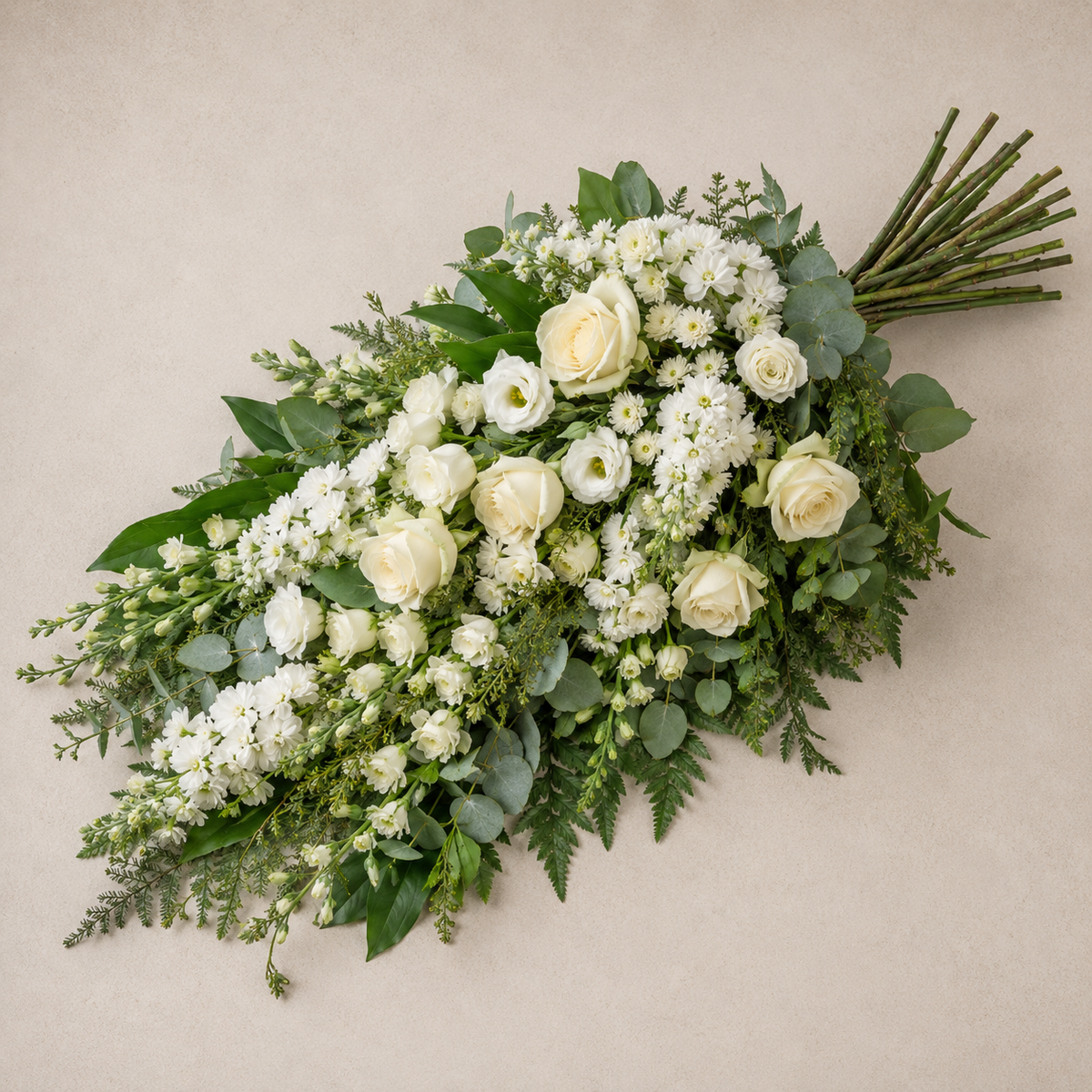 Classic White Funeral Sheaf | Elegant Sympathy Flowers Online