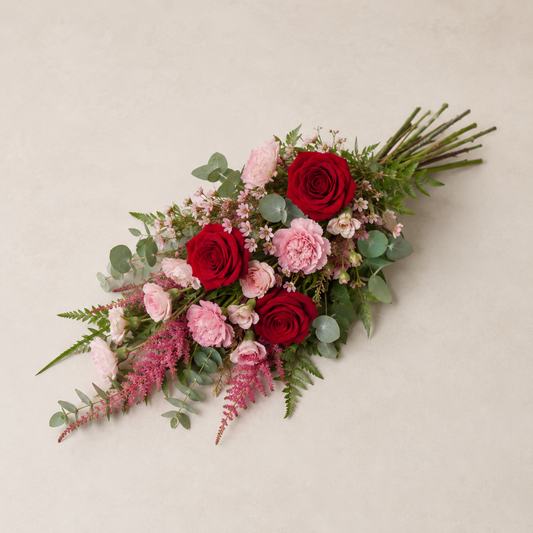 Red & Pink Funeral Sheaf | Romantic Sympathy Flowers Online