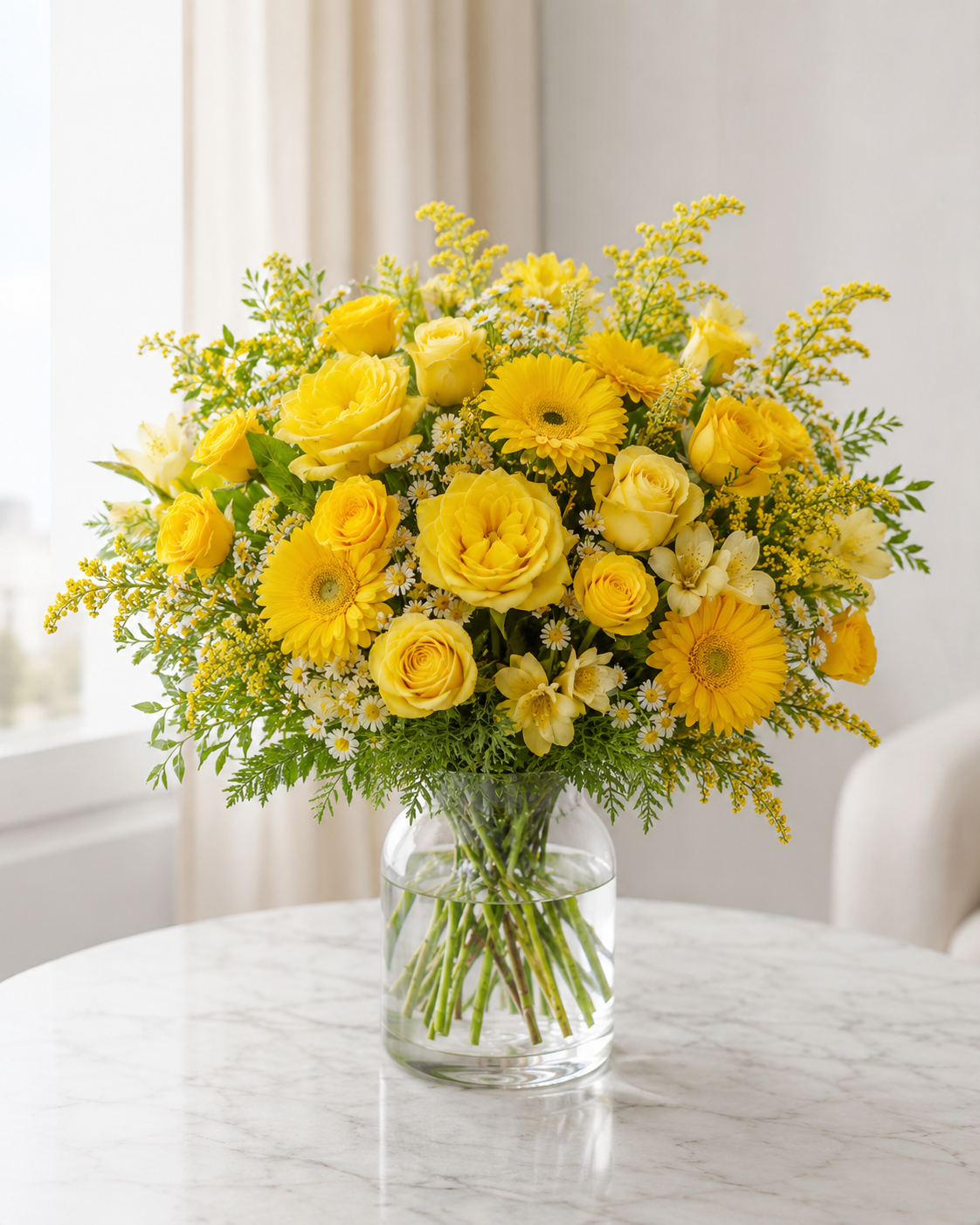 Solgul buket | Send gule blomster i Danmark
