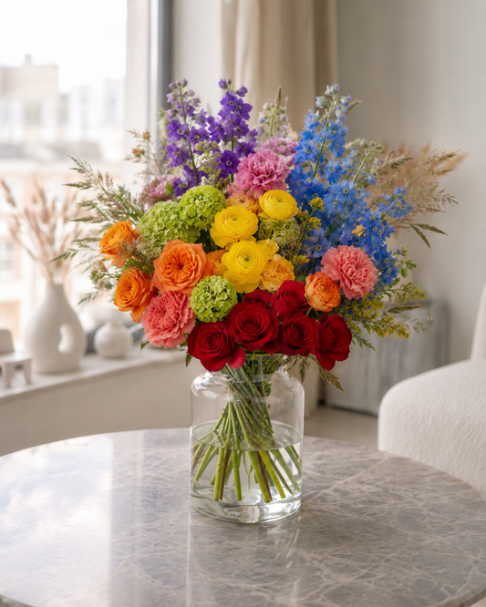 Buchet Rainbow Feeling | Trimite online flori colorate