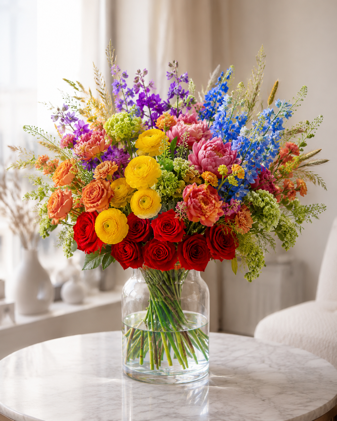 Regnbuefølelse buket | Send farverige blomster i Danmark