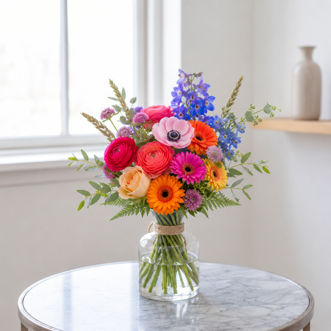 Farveeksplosion buket | Send farverige blomster i Danmark