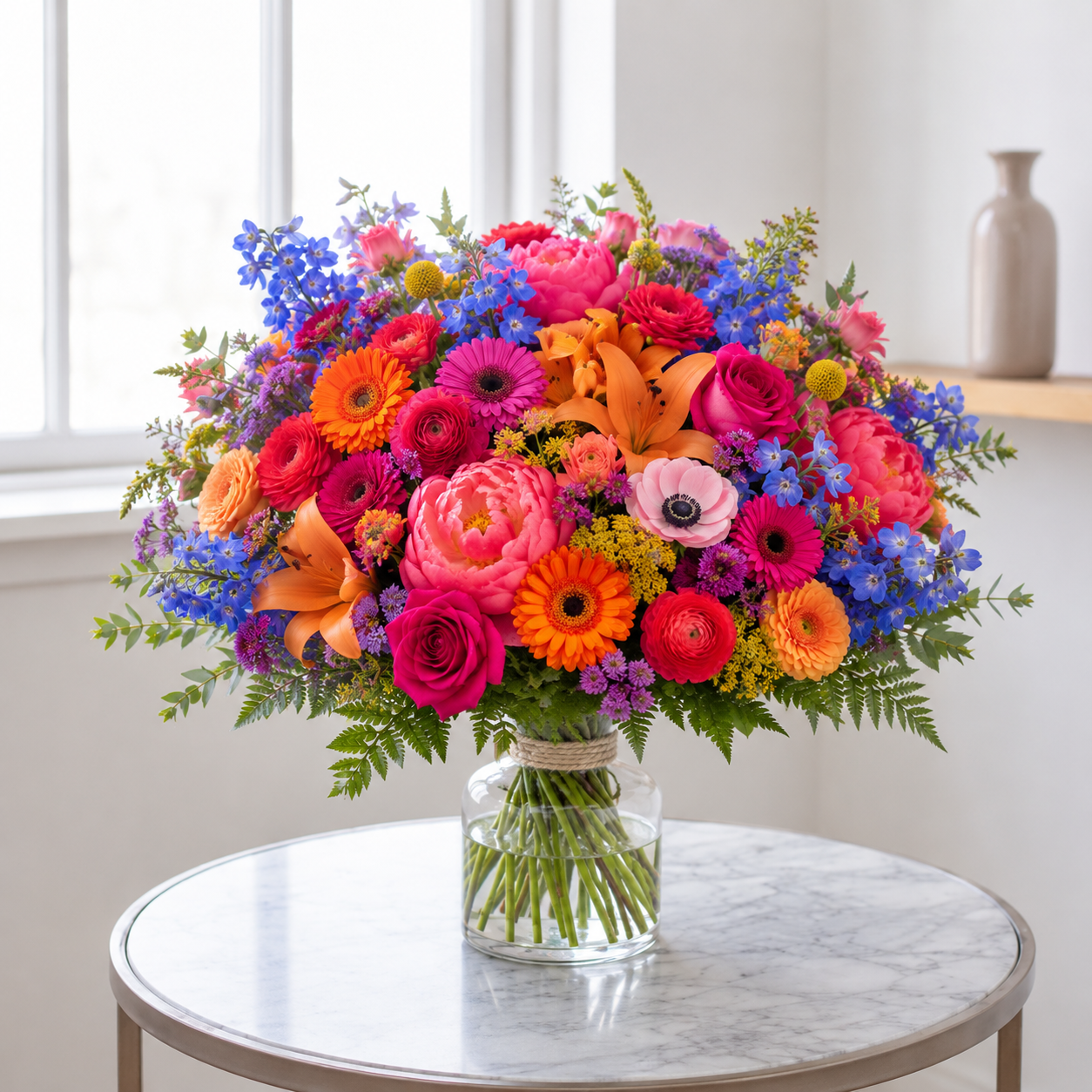 Farveeksplosion buket | Send farverige blomster i Danmark