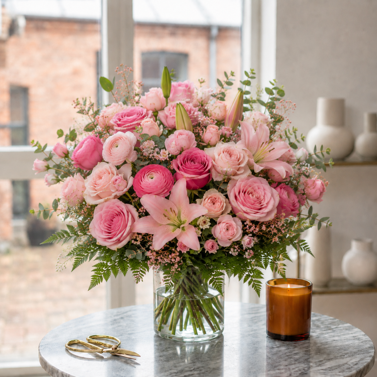Rosa kærlighedsbuket | Send romantiske blomster