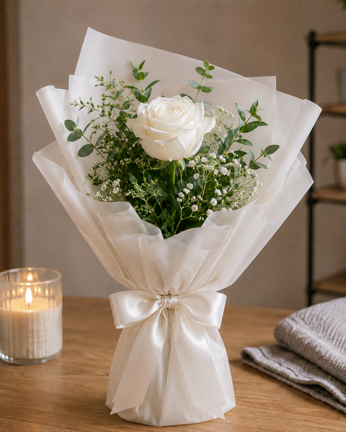 Enkel hvid rose | Send elegant blomstergave