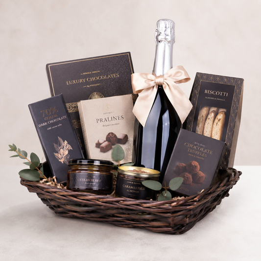 Luxury Sparkling Gift Basket with Chocolates & Sweet Treats | Premium Gift Delivery