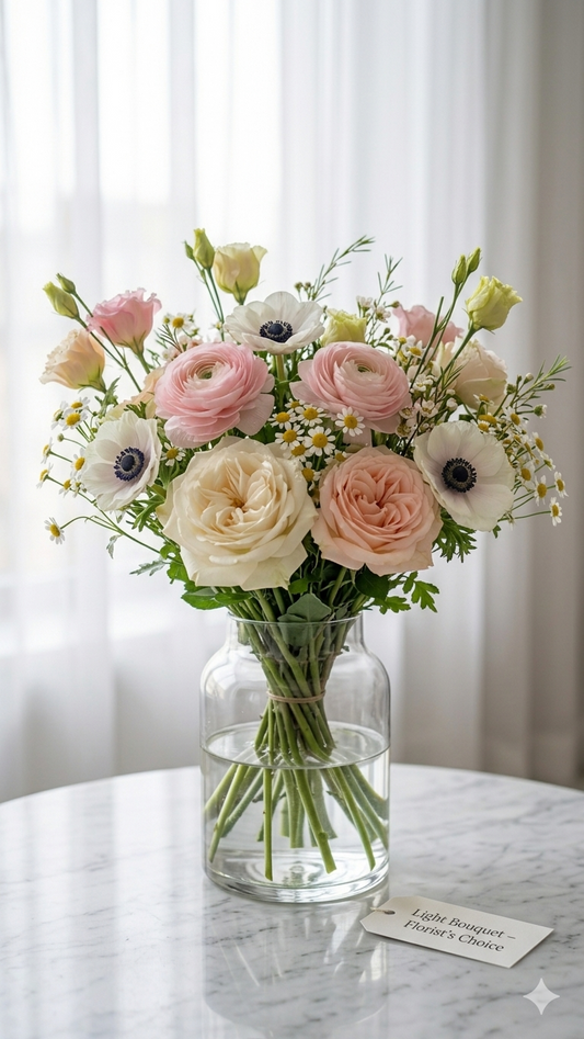 Buchet diafan – Alegerea Florarului | Flori Sezoniere Delicate
