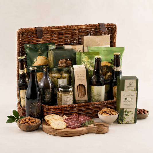 Irish Gourmet Gift Basket with Drinks, Savoury Snacks & Premium Treats | Luxury Gift Delivery