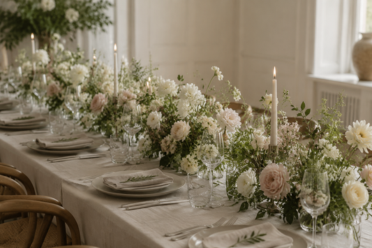 Long & Low Sweetheart Table Flowers